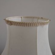 French Vintage Decorative Silver Metal and Porcelain Shaded Table Lamp