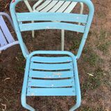 4 mismatched chairs Tolix brasserie bistro terrace French bistro 60s