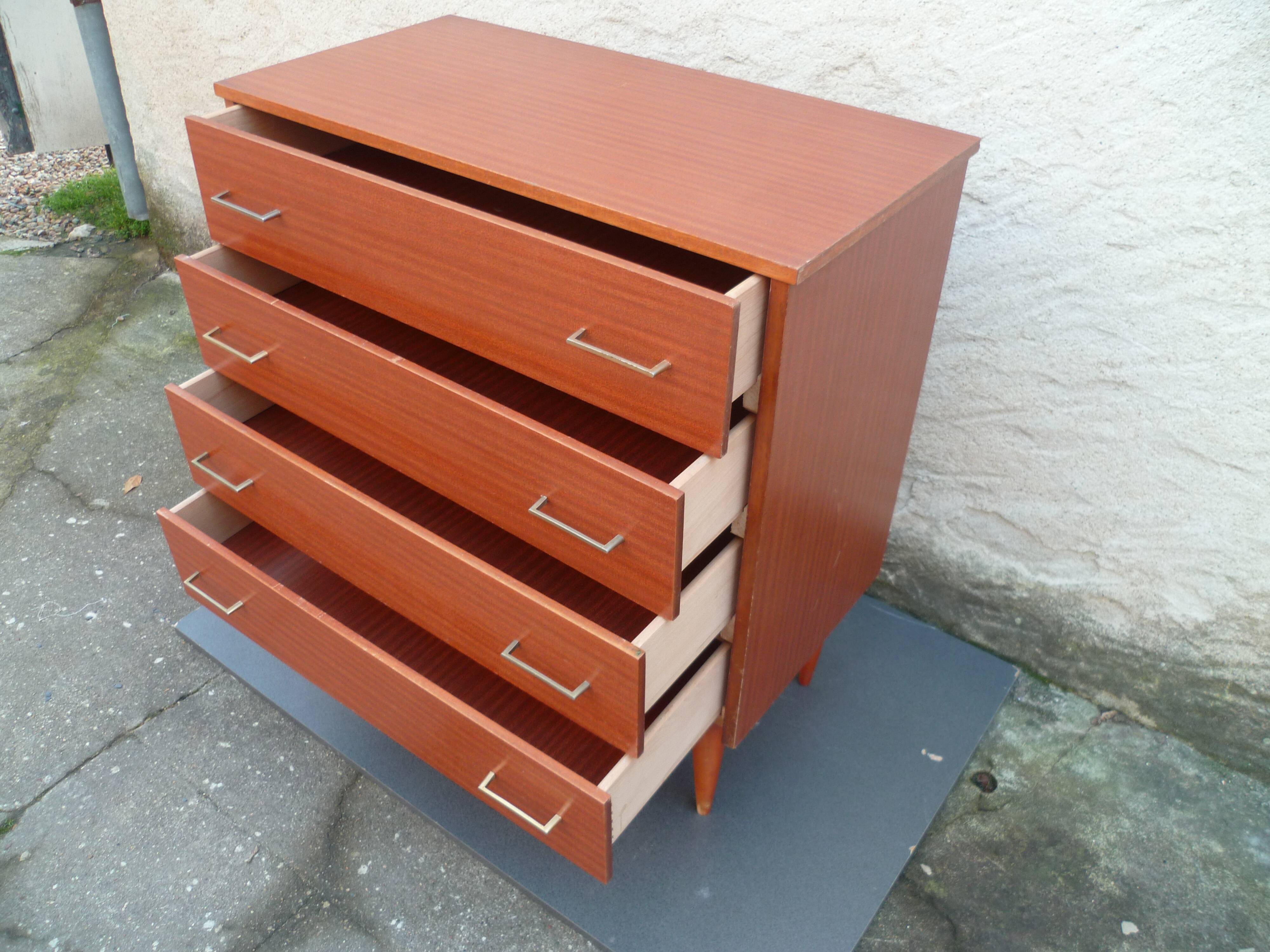 Small chest of drawers 4 drawers storage furniture Scandinavian design 70s vintage