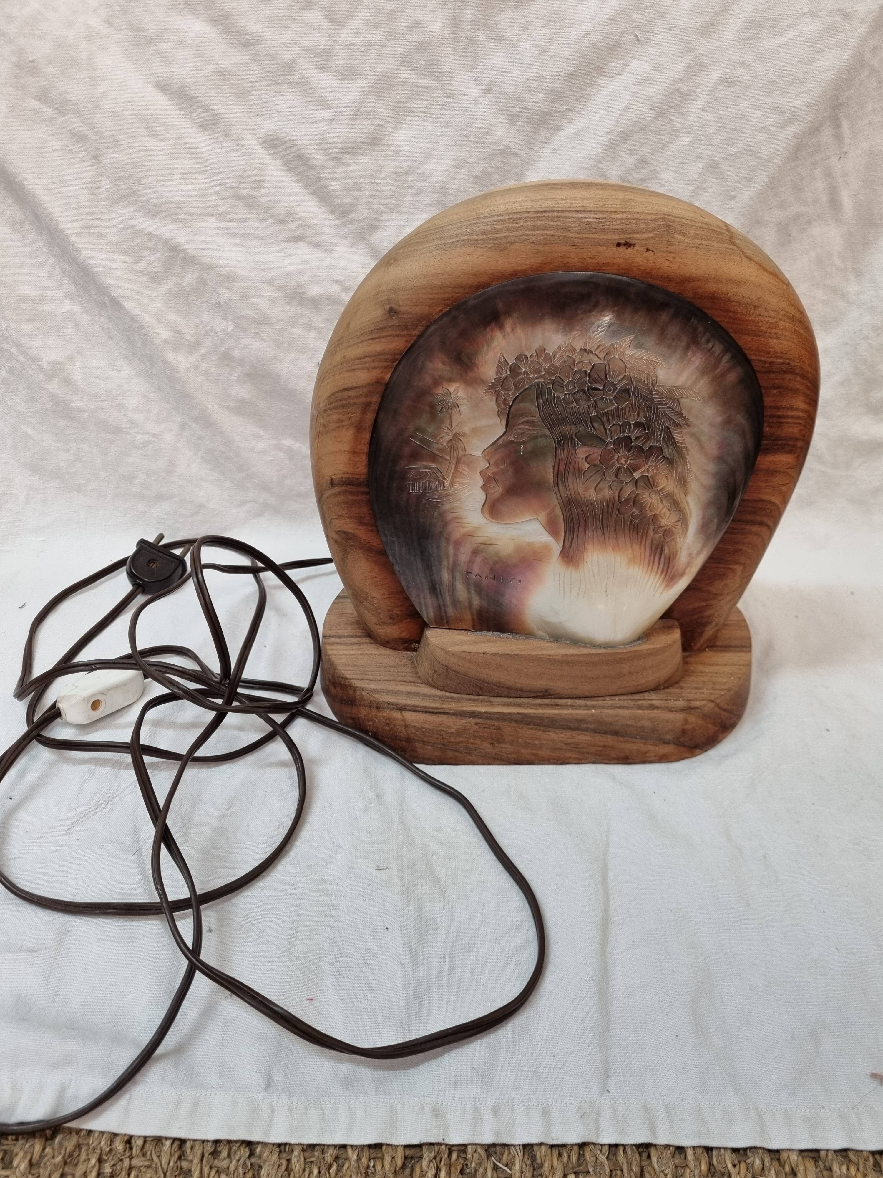 Tahitian lamp, 1980, carved pearl oyster shell