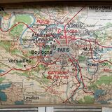 Old School Map School PARIS & Surrounding Areas Numbers 24 & 24bis Vintage