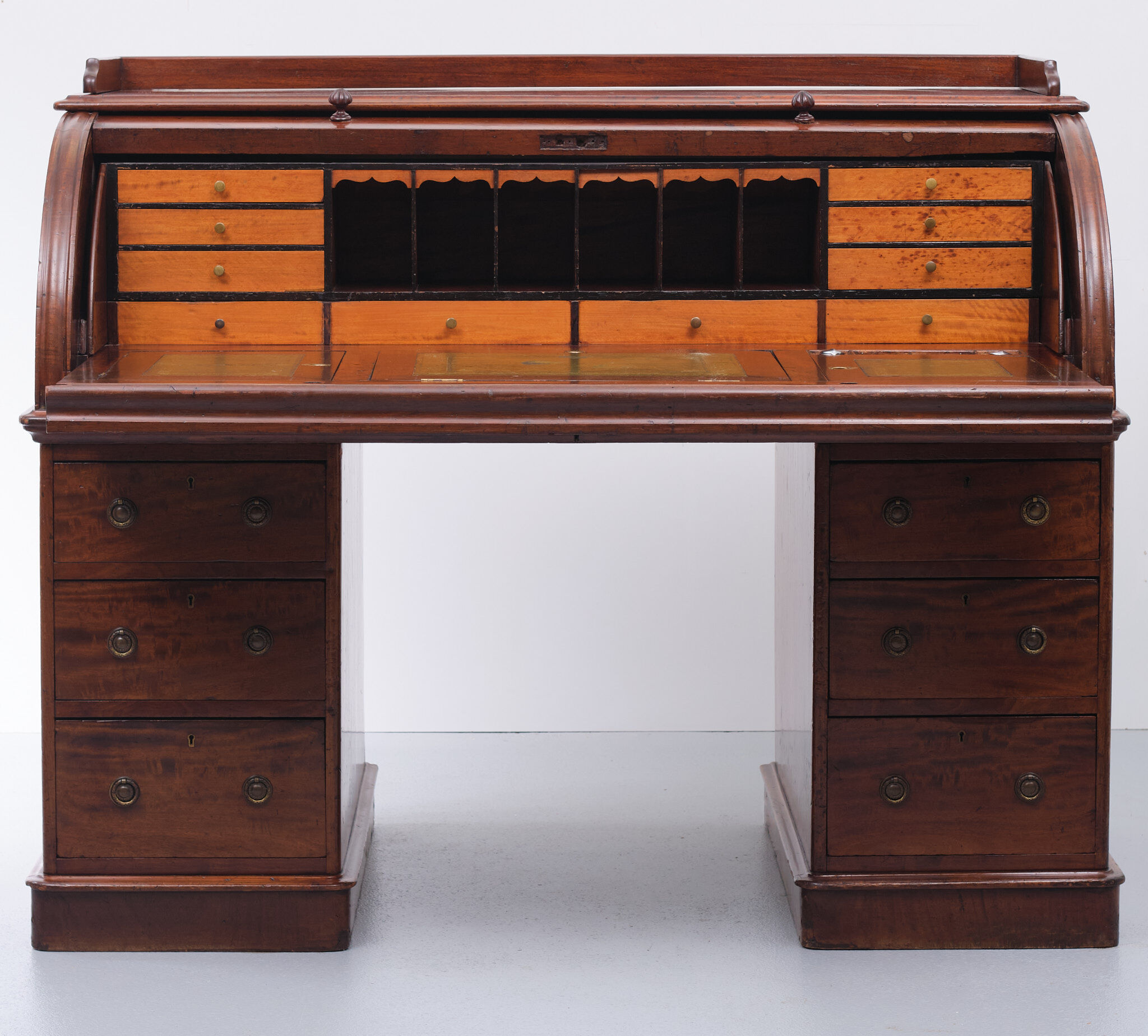 Antique Hobbs & Co. English Roll Top Cylinder Desk