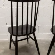Pair of Scandinavian chairs Fanett by Ilmari Tapiovaara black teak 1960