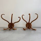 Pair of curved wooden coat racks or hooks from the 1900s