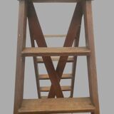 Double library ladder in solid fir 19th century