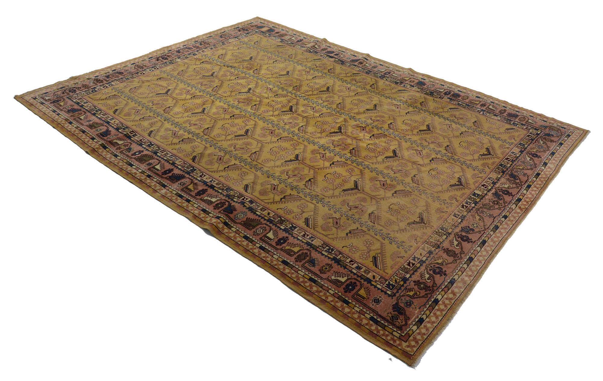 Large Vintage Oushak Rug Beige Brown 330 x 249 cm