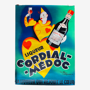 Affiche publicitaire originale "Liqueur Cordial-Medoc" 58x77cm 1936