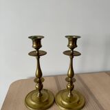 Paire de lustres vintage en laiton massif