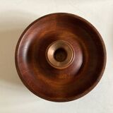 Candle holder in teak and coppery brass Scandinavian mid century modern