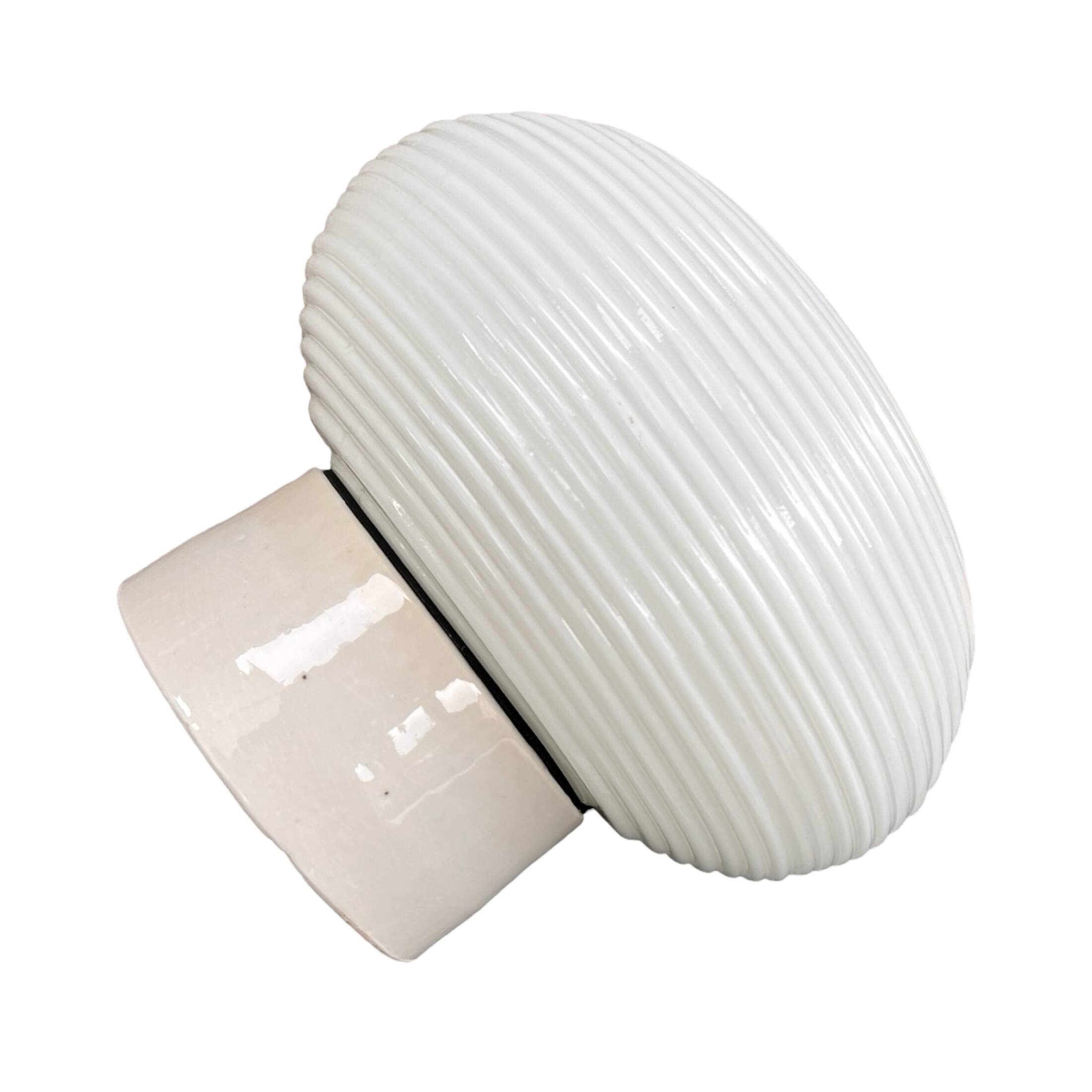 White glass spiral wall lamp by Polam Vikasy, Poland in the 1970s.