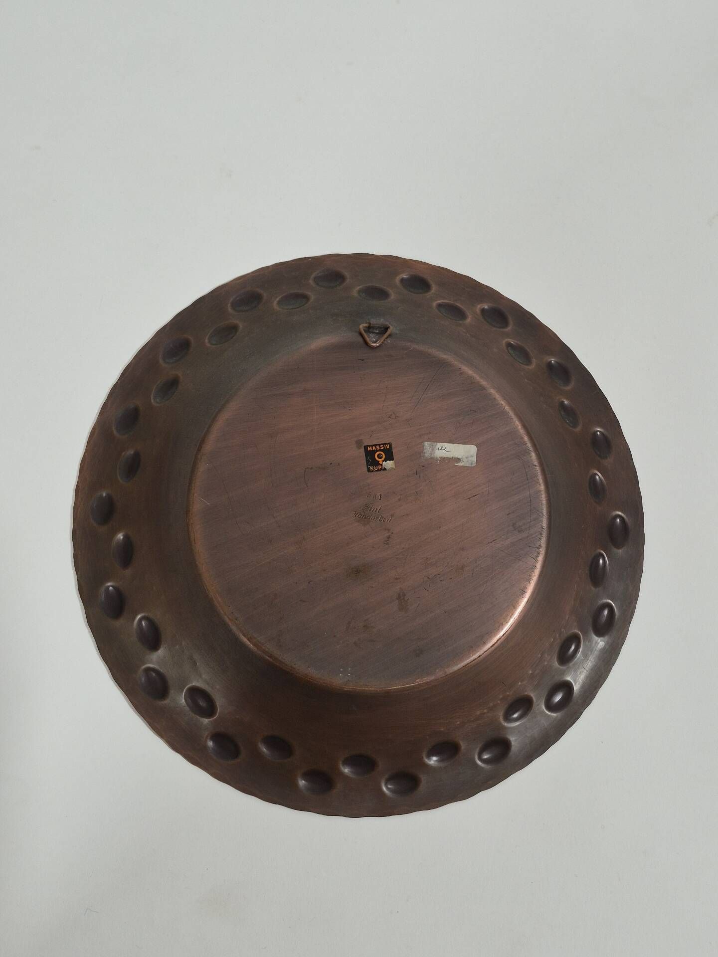 Vintage handmade mid century copper wall mirror by Eugen Zint