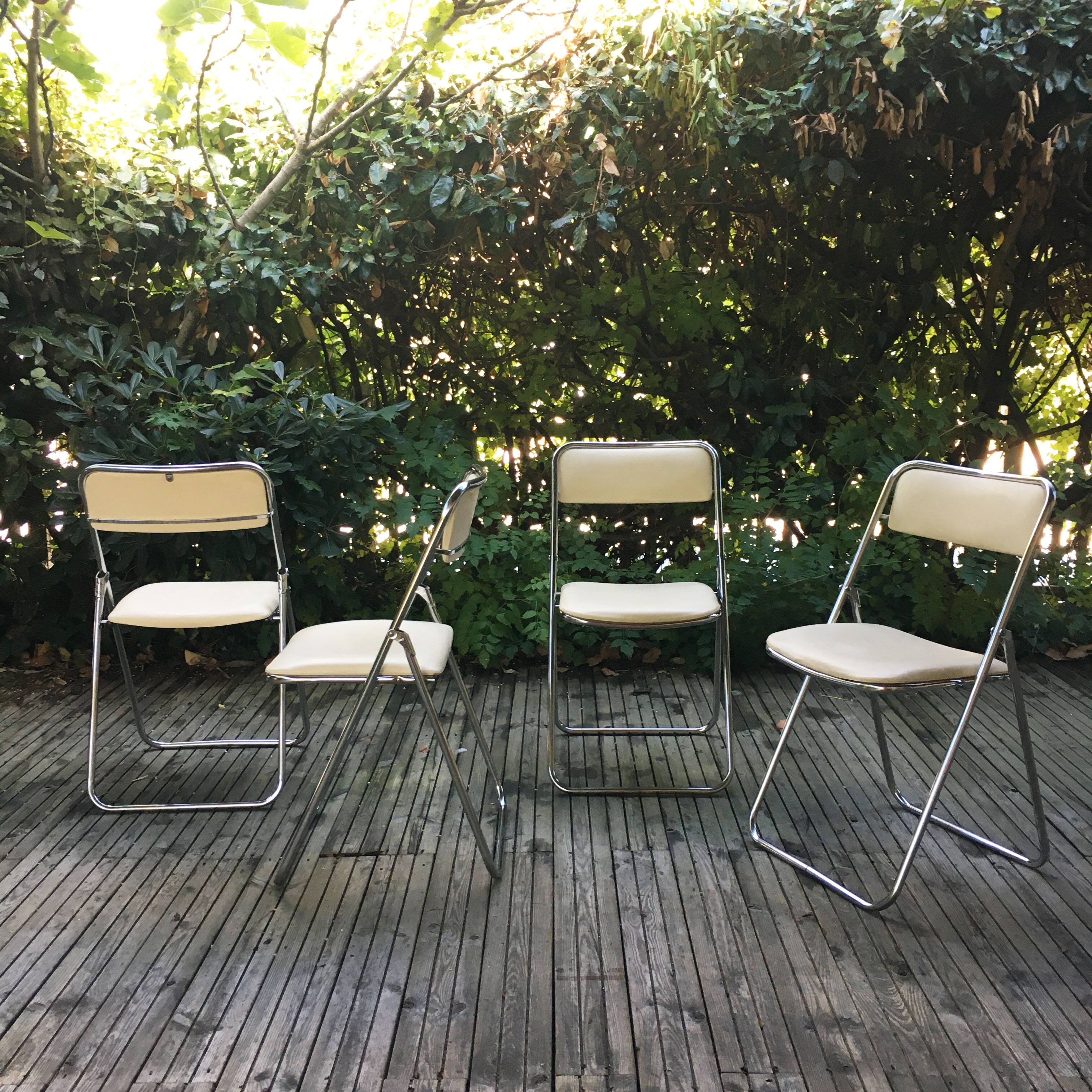 Set of 5 folding chairs 1970 chrome