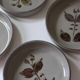 6 small vintage Arnon stoneware flower deep plates