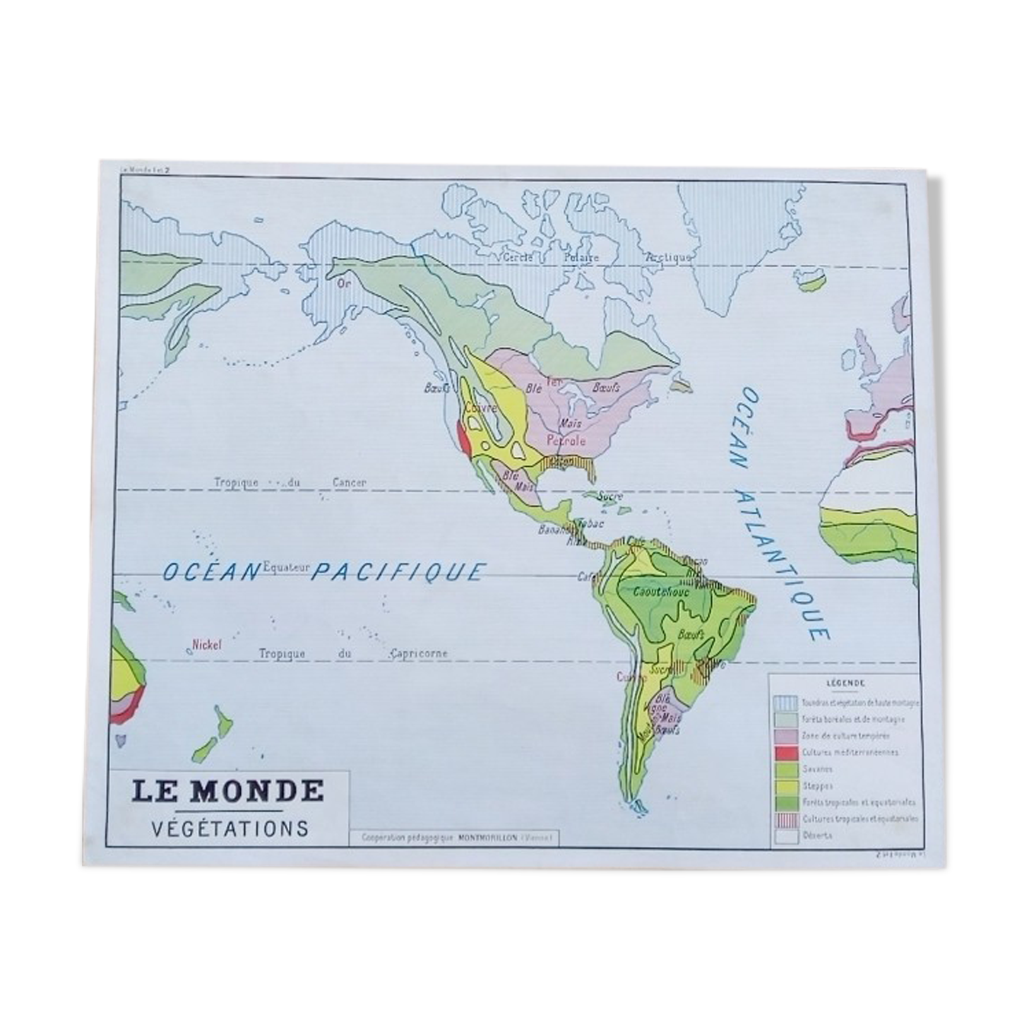 School poster wall map rossignol montmorillon le monde vegetation 1-2