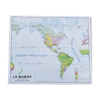 Affiche scolaire carte murale rossignol montmorillon le monde vegetation 1-2