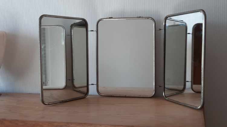 Miroir de barbier triptyque