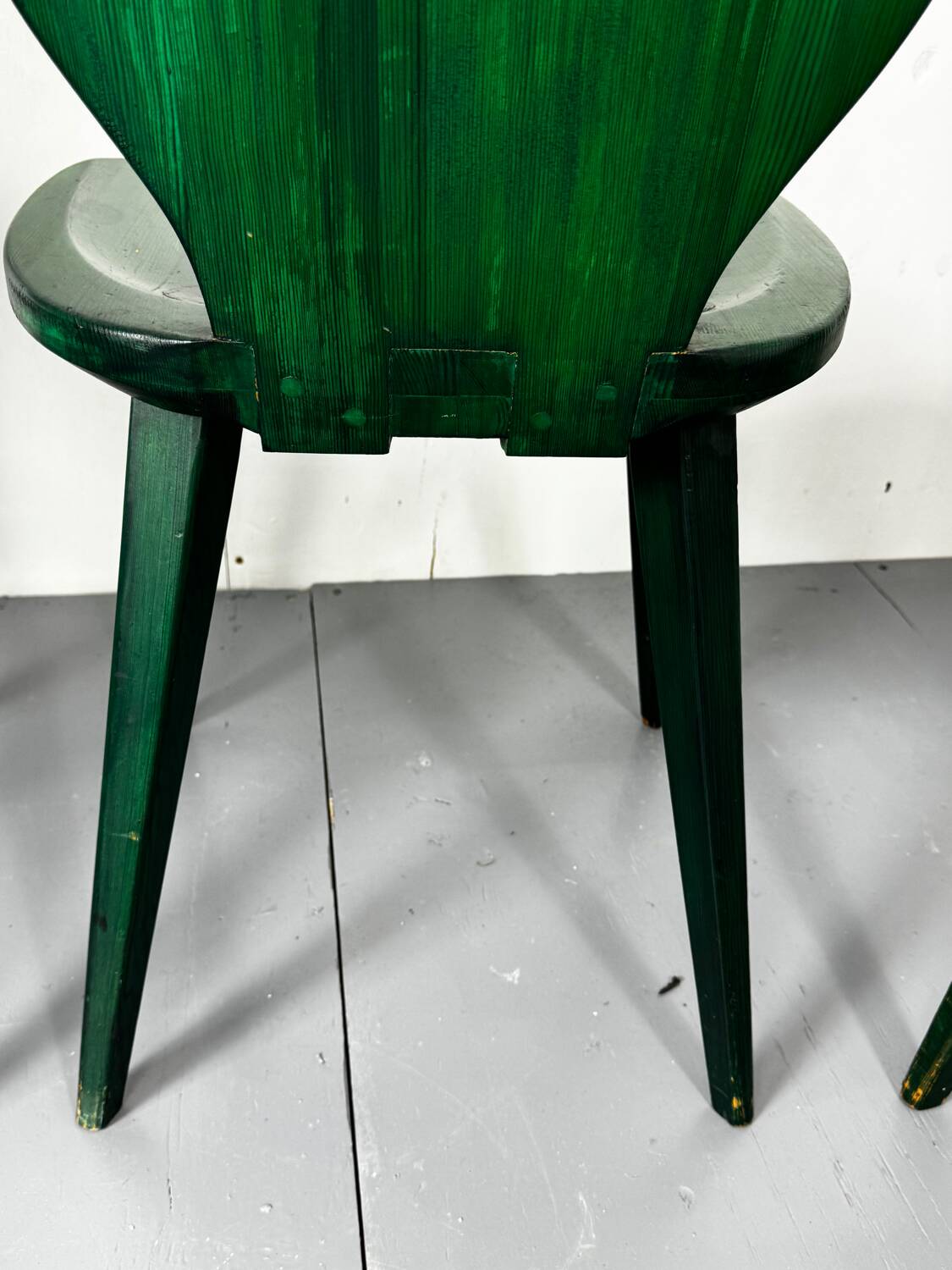 Set of 4 Swedish green pine designer chairs from Svensk Fur, 1950s of