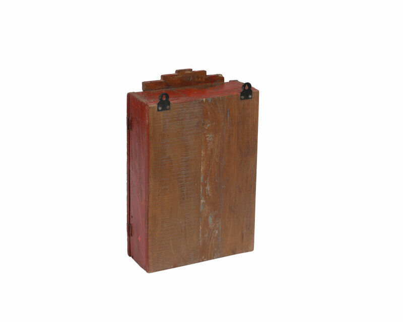 Vintage Red Wall Showcase Old Teck Patina and Piece of Origin India