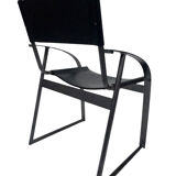 Vintage chair in saddle leather black steel 1970s