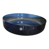Plat de service rond en verre bleu
