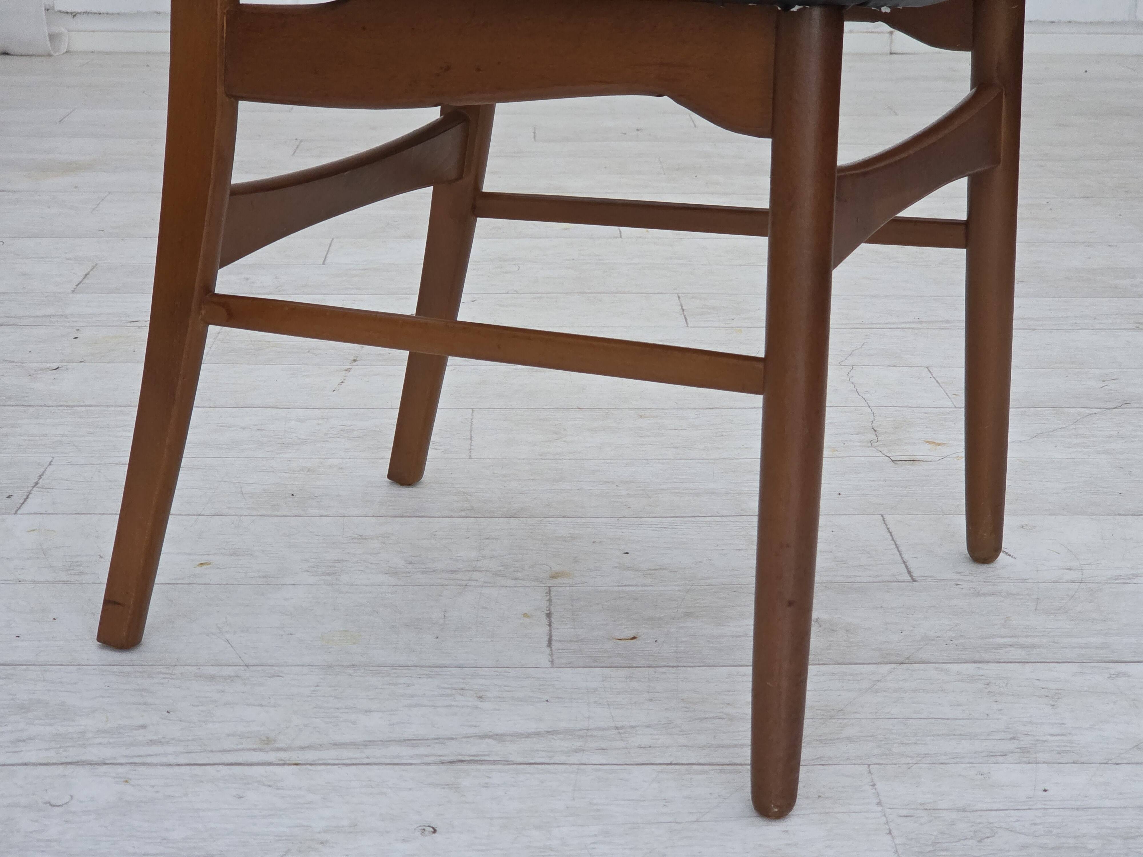 1960s, Danish design, set of 4 reupholstered dining chairs.