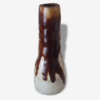 German ceramic vase lava beige Brown