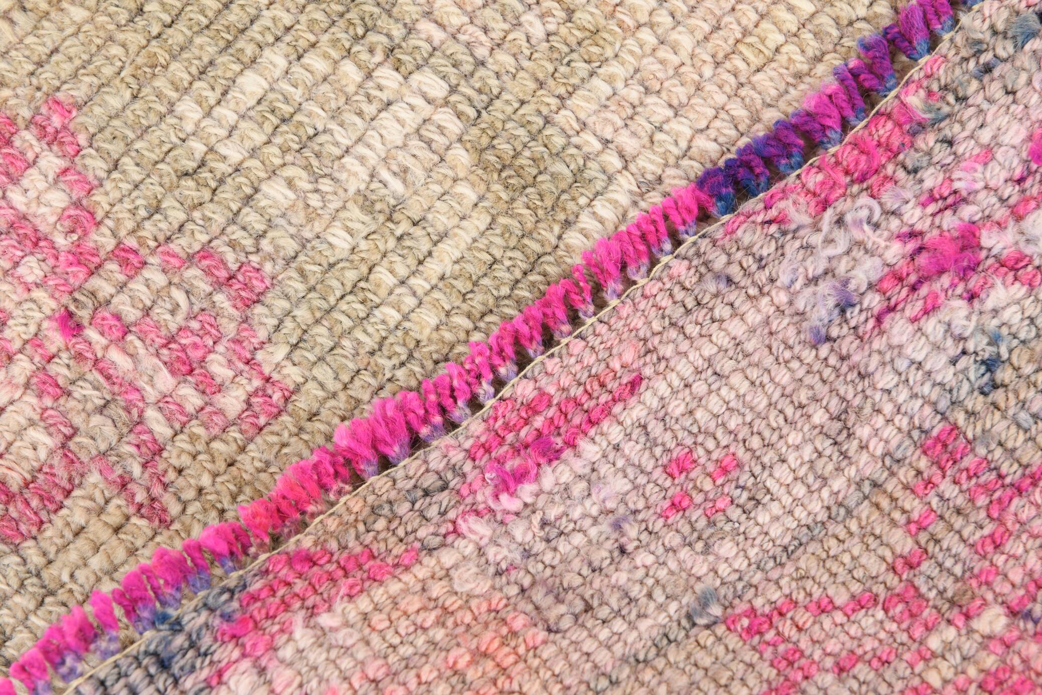 3x13 Rug For Kitchen Pink Beige Herki Vintage Runner Rug, 79x402Cm SK 4146