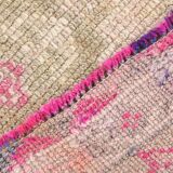 3x13 Rug For Kitchen Pink Beige Herki Vintage Runner Rug, 79x402Cm SK 4146