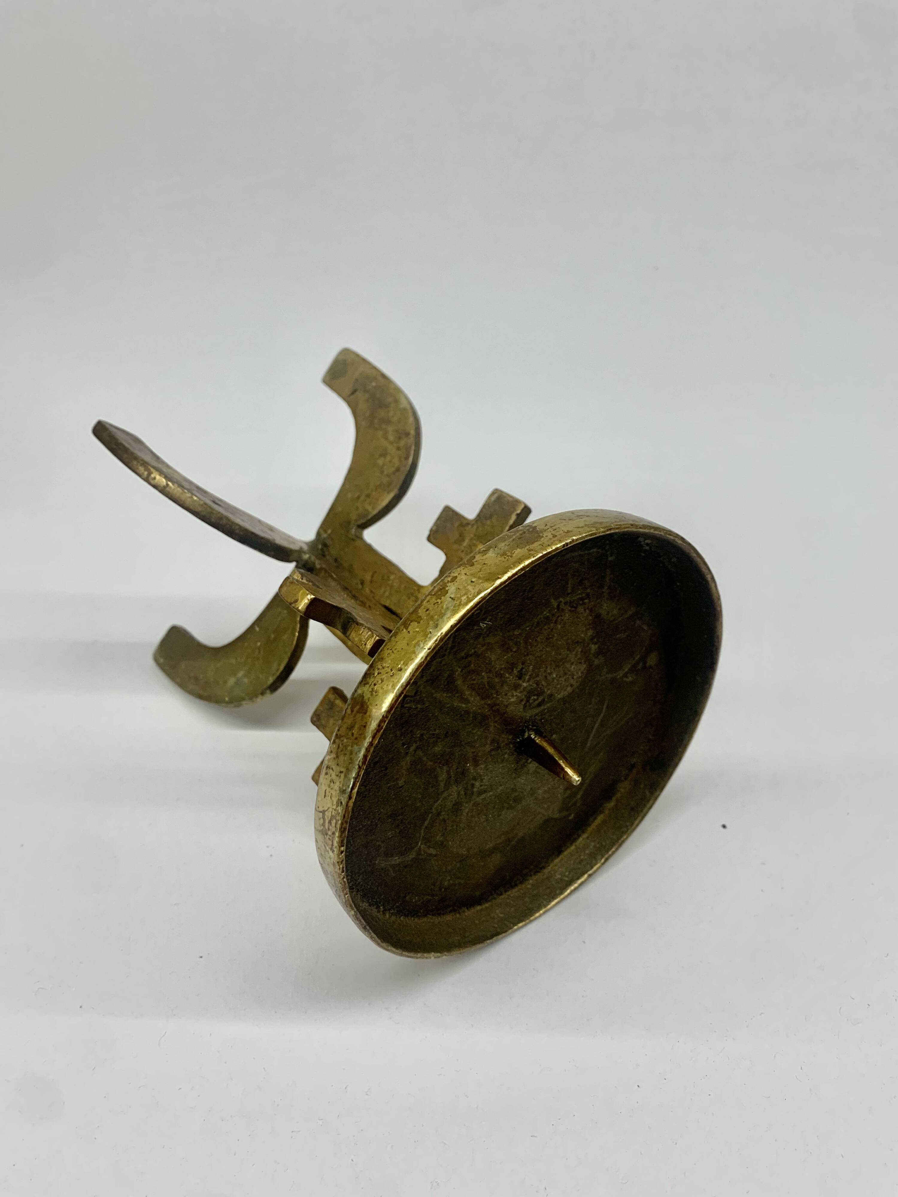 Brutalist bronze candleholder, 1970s