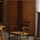 A pair of modern and sculptural vintage Danish armchairs in oak and papercord, 1940s.
