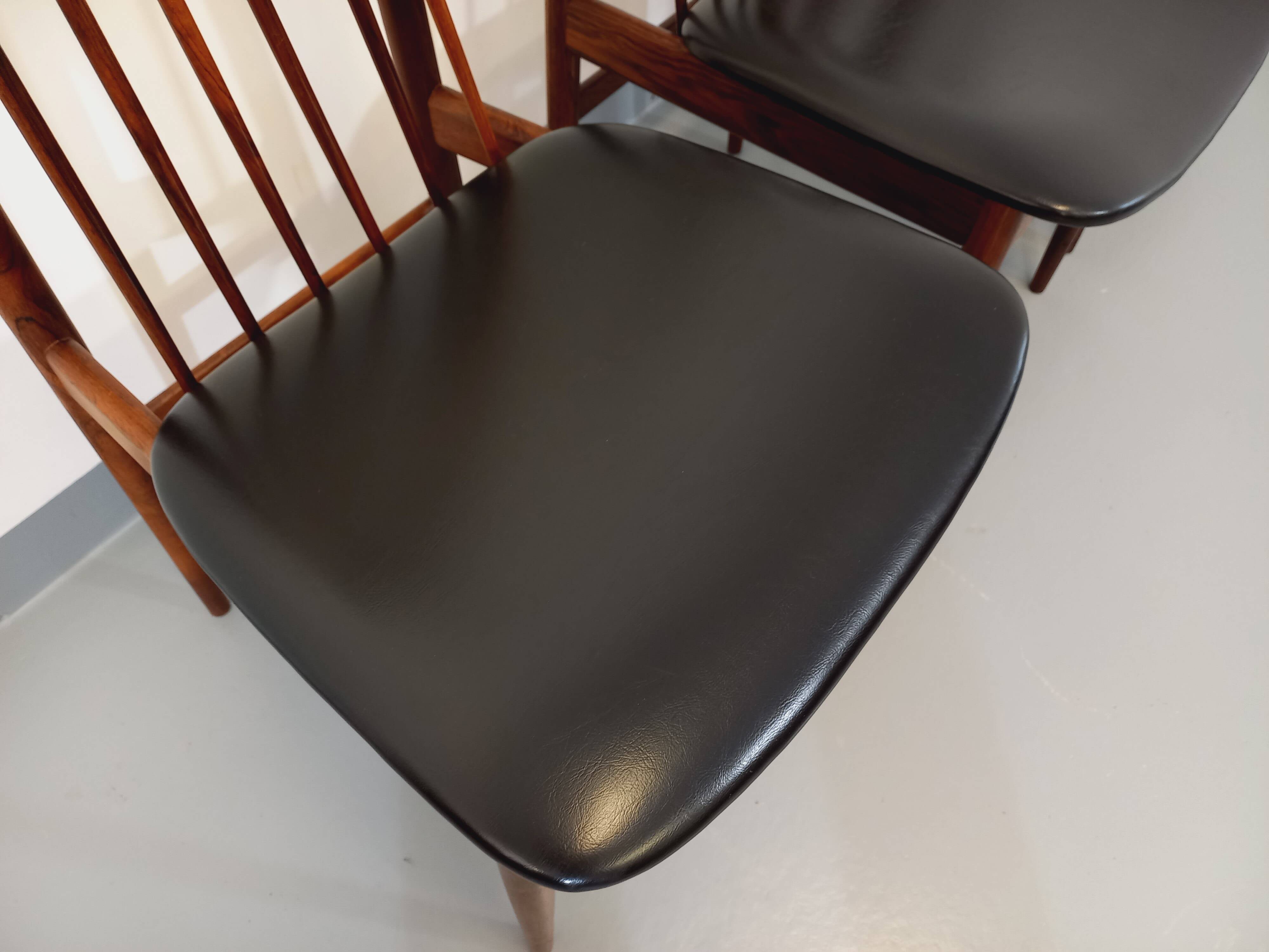 Set of 4 vintage Scandinavian style rosewood chairs from the 60s, by Ernst Martin Dettinger