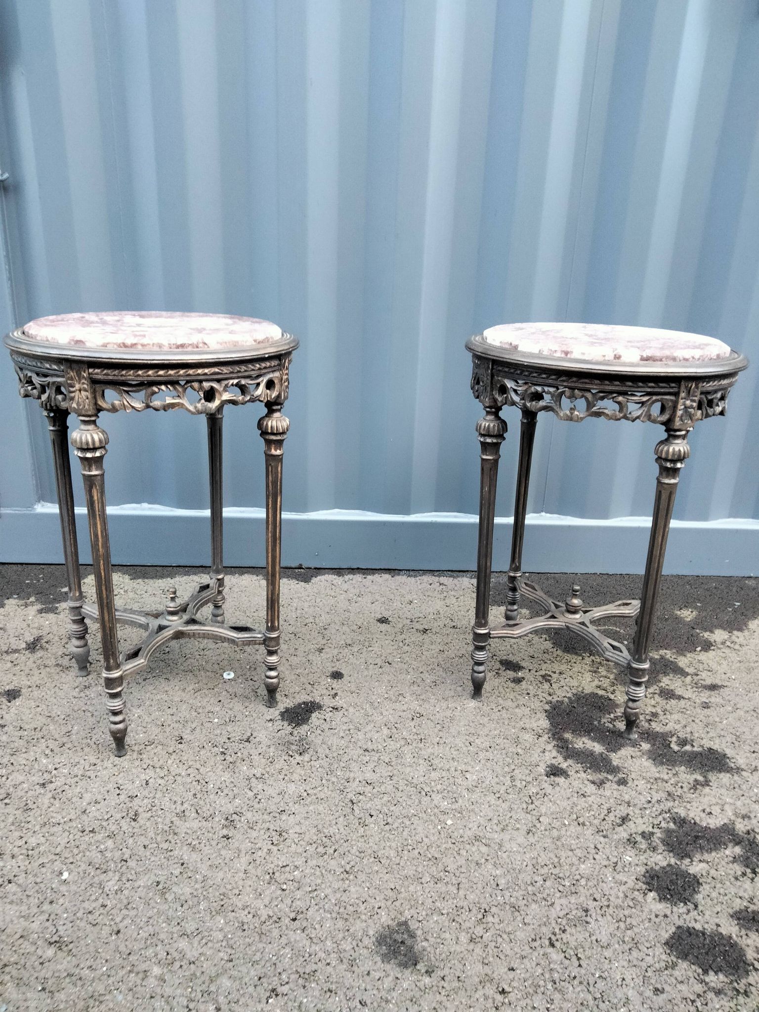 Pair of pedestal tables
