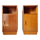 Art Deco pair of bedside tables in light oak by A. Gardner & Son
