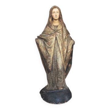 Sculpture En Terre Cuite Représentant La Madone Rome XVIIème Siècle h.140 c