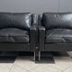 2 black leather Tecta chairs by Hans Konecke 1960s model D45