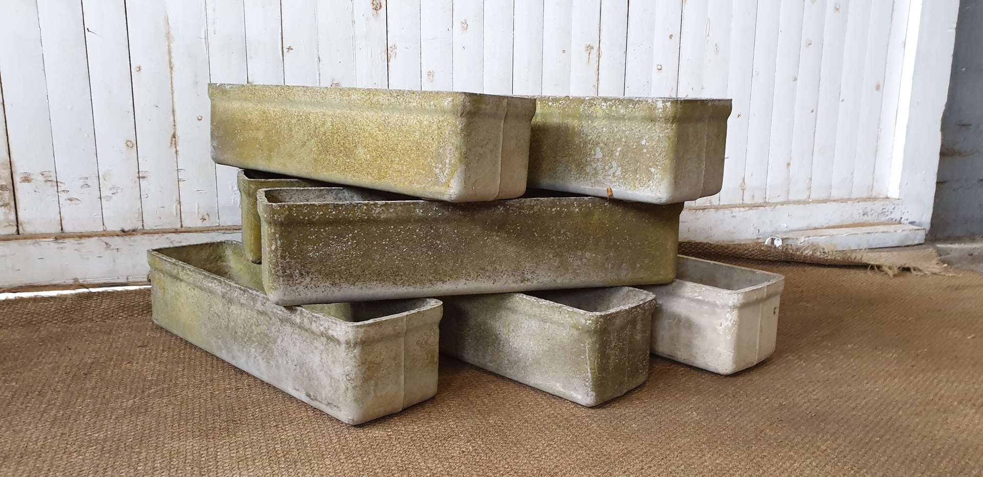 lot de 7 jardinières vintage en fibrociment