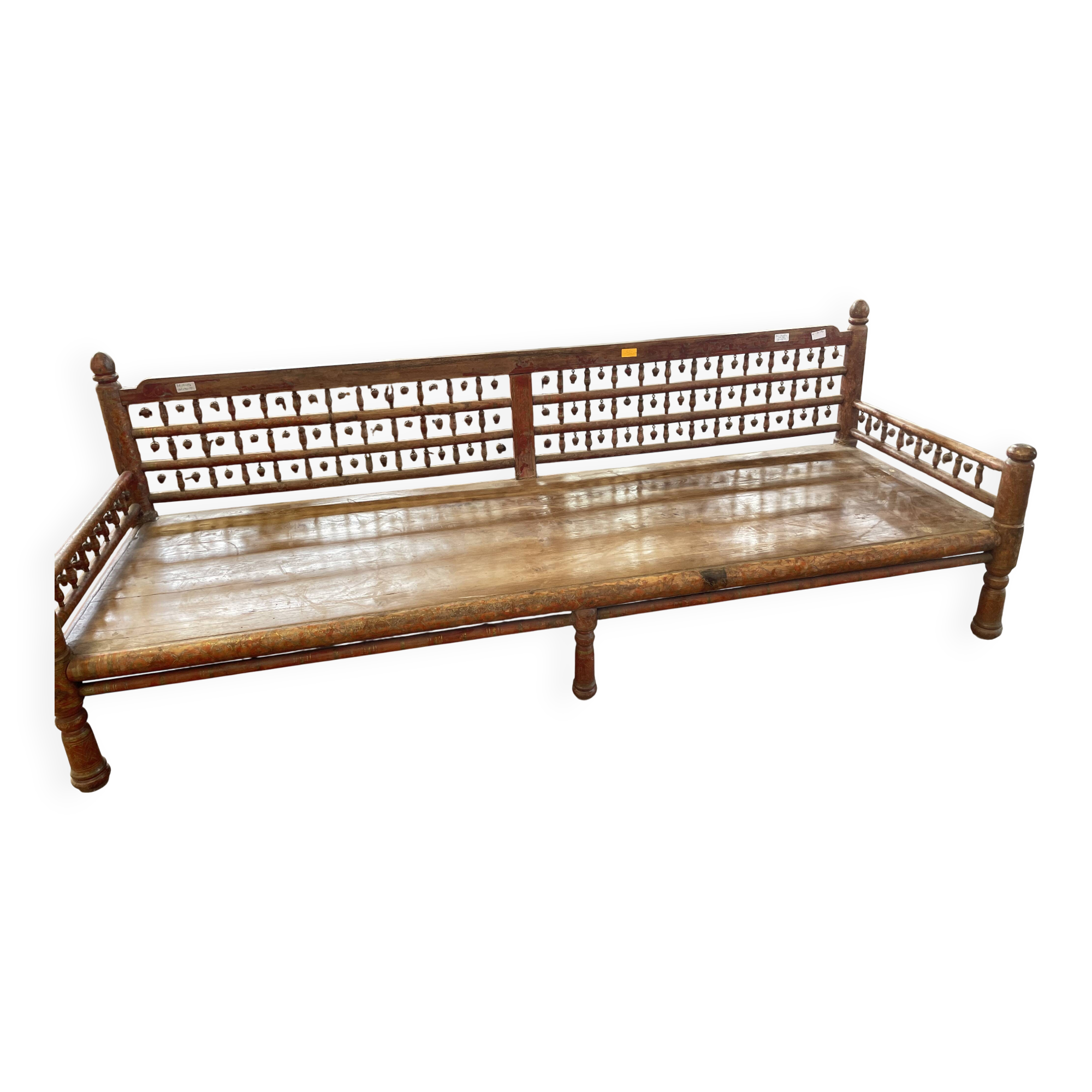 Banquette indienne en bois polychrome