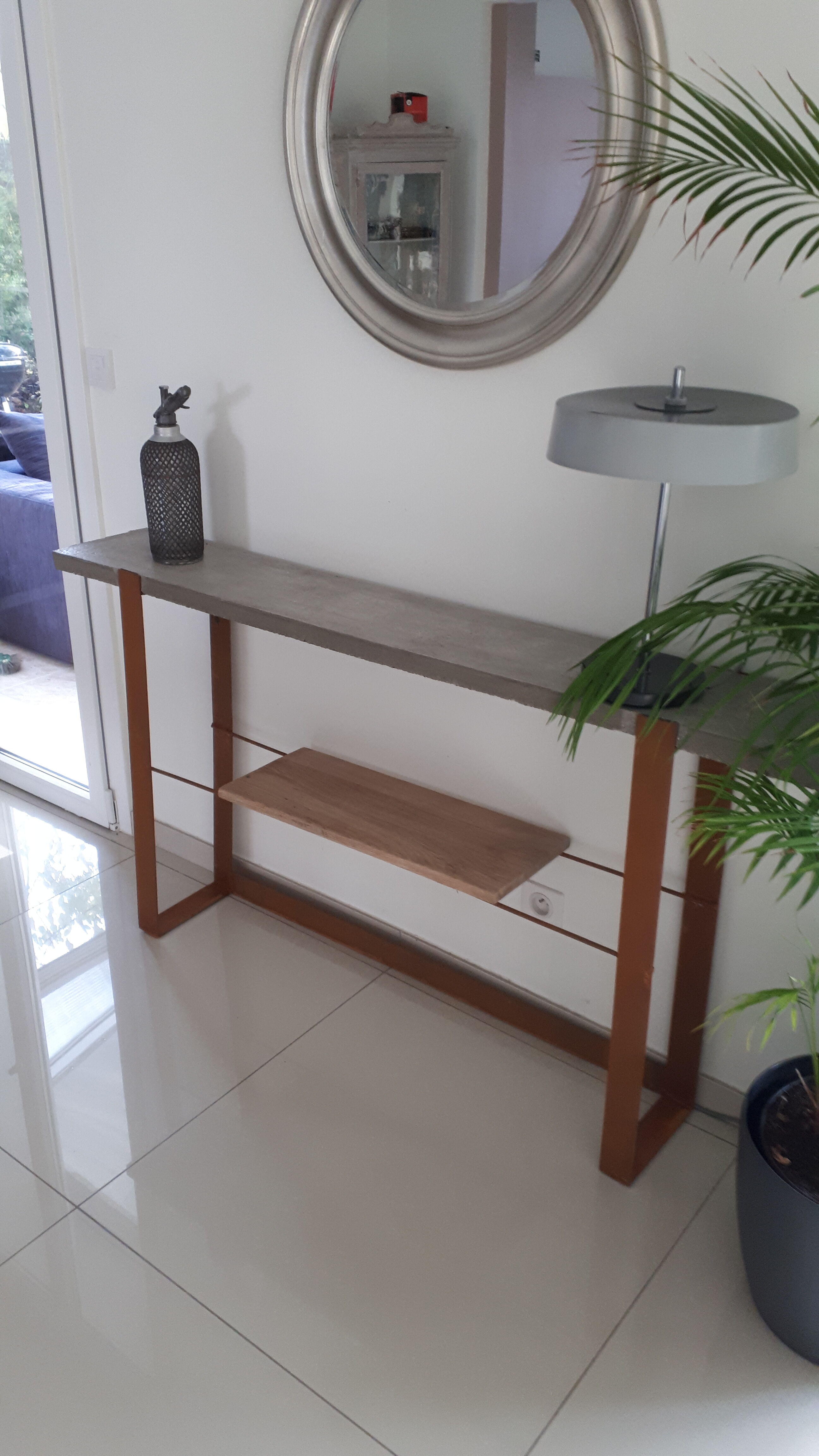 Console design vintage concrete steel corten