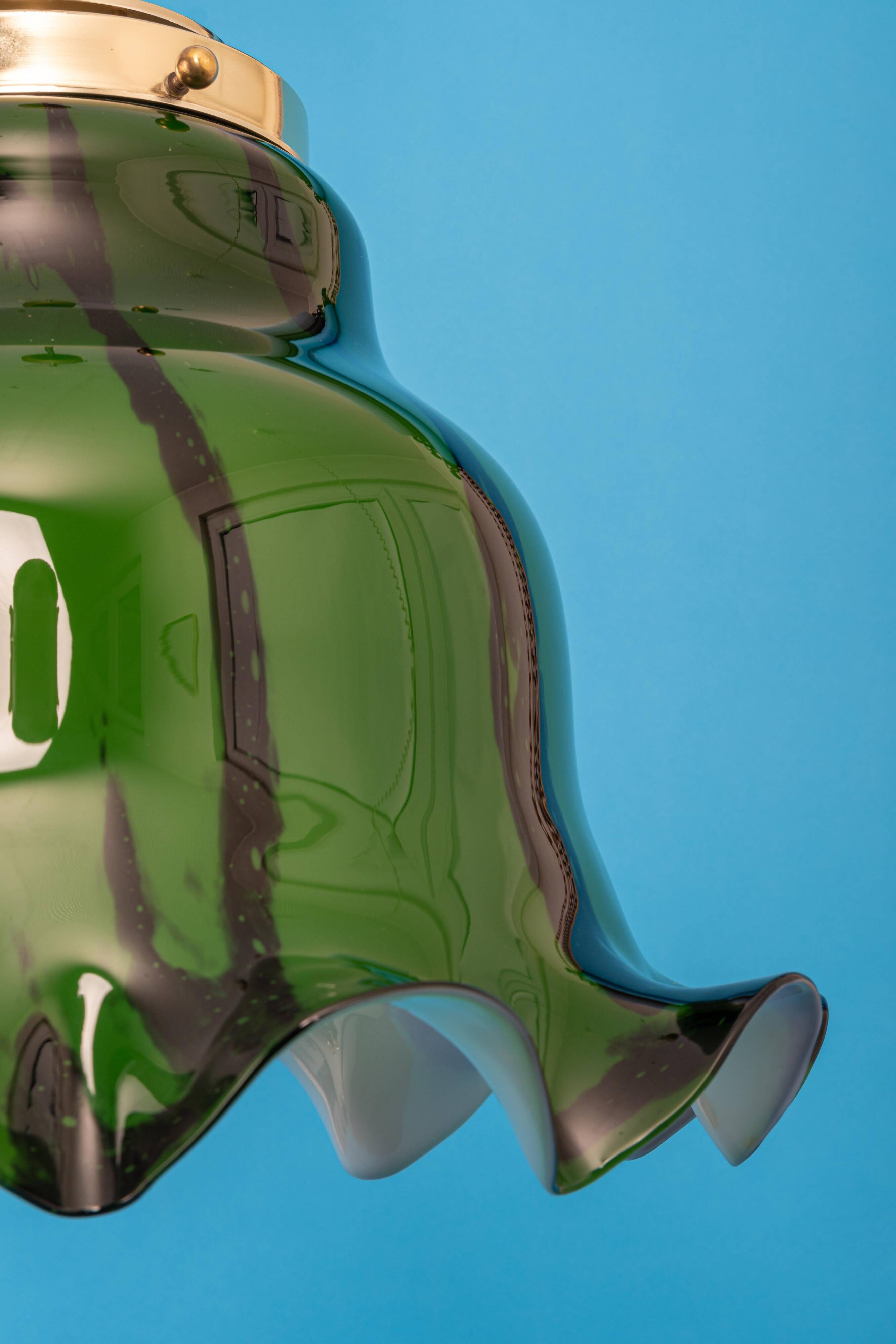 Orange glass pendant by Peill Putzler, Germany, 1970.