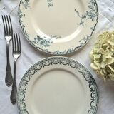 Assiettes plates anciennes dépareillées en faïence terre de fer