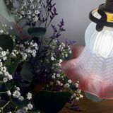 Vintage tulip ride in pink and white frosted glass