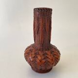 Japanese Ikebana vase, ceramic and bamboo