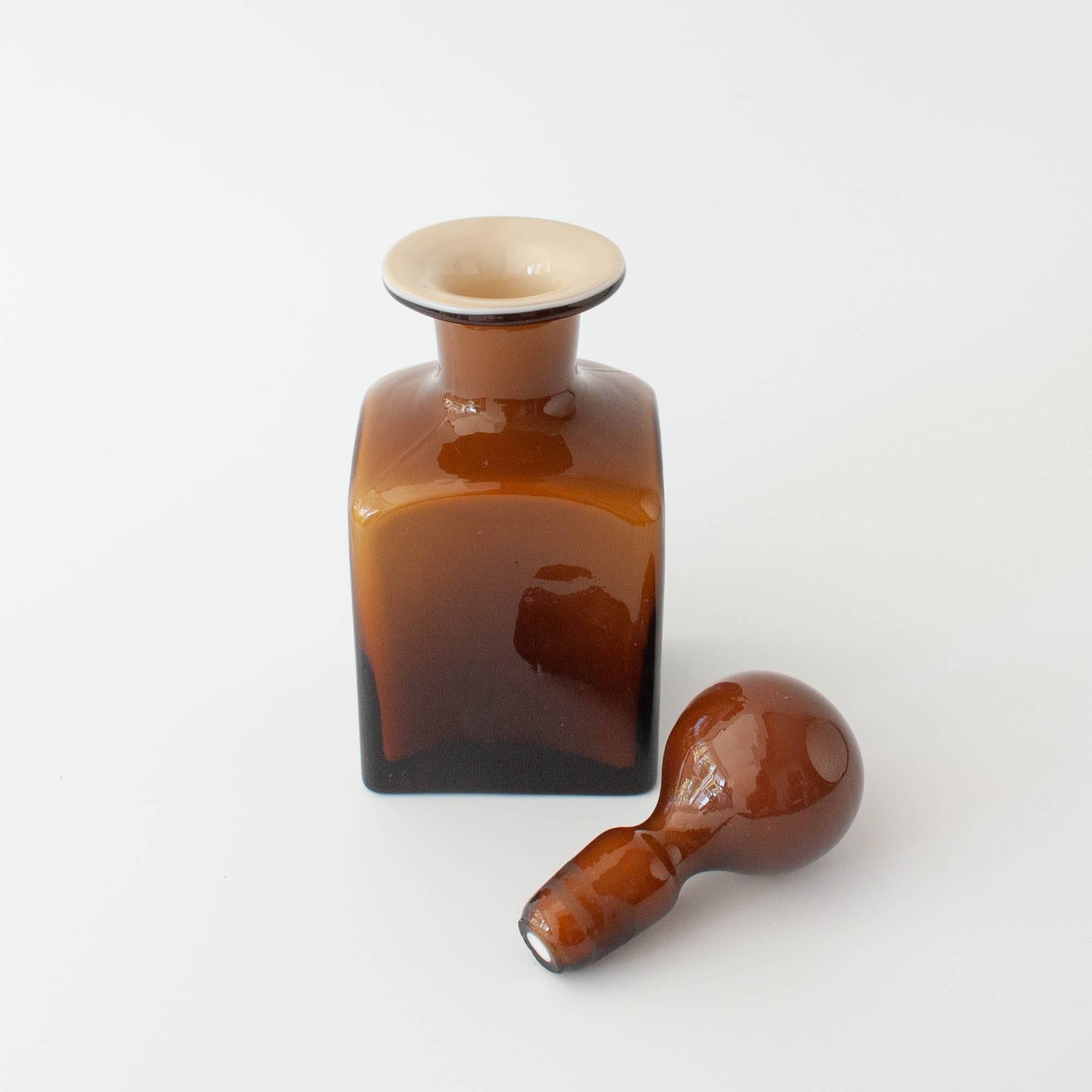 Vintage 1960s Brown Opaline Glass Bottle from Marinha Grande