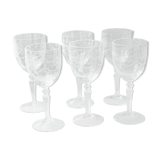 Six crystal wine glasses