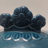 Blue Earthenware "Margherita" Centerpiece by Antonia Campi for Laveno, Italy