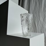 Glass vase with stylized flower pattern