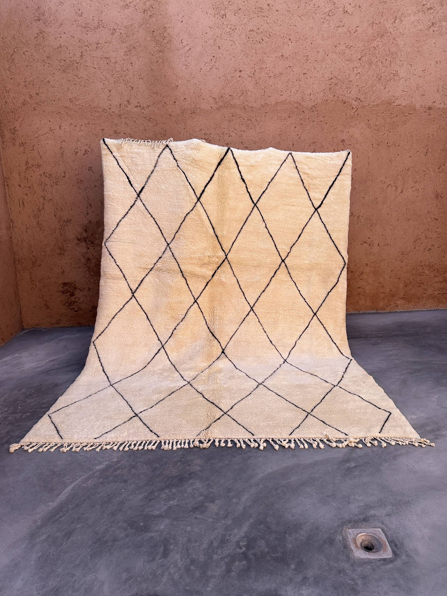 Tapis Marocain Beni M'Rirt blanc - 26 x 304 cm
