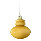 Suspension globe vintage en opaline ocre