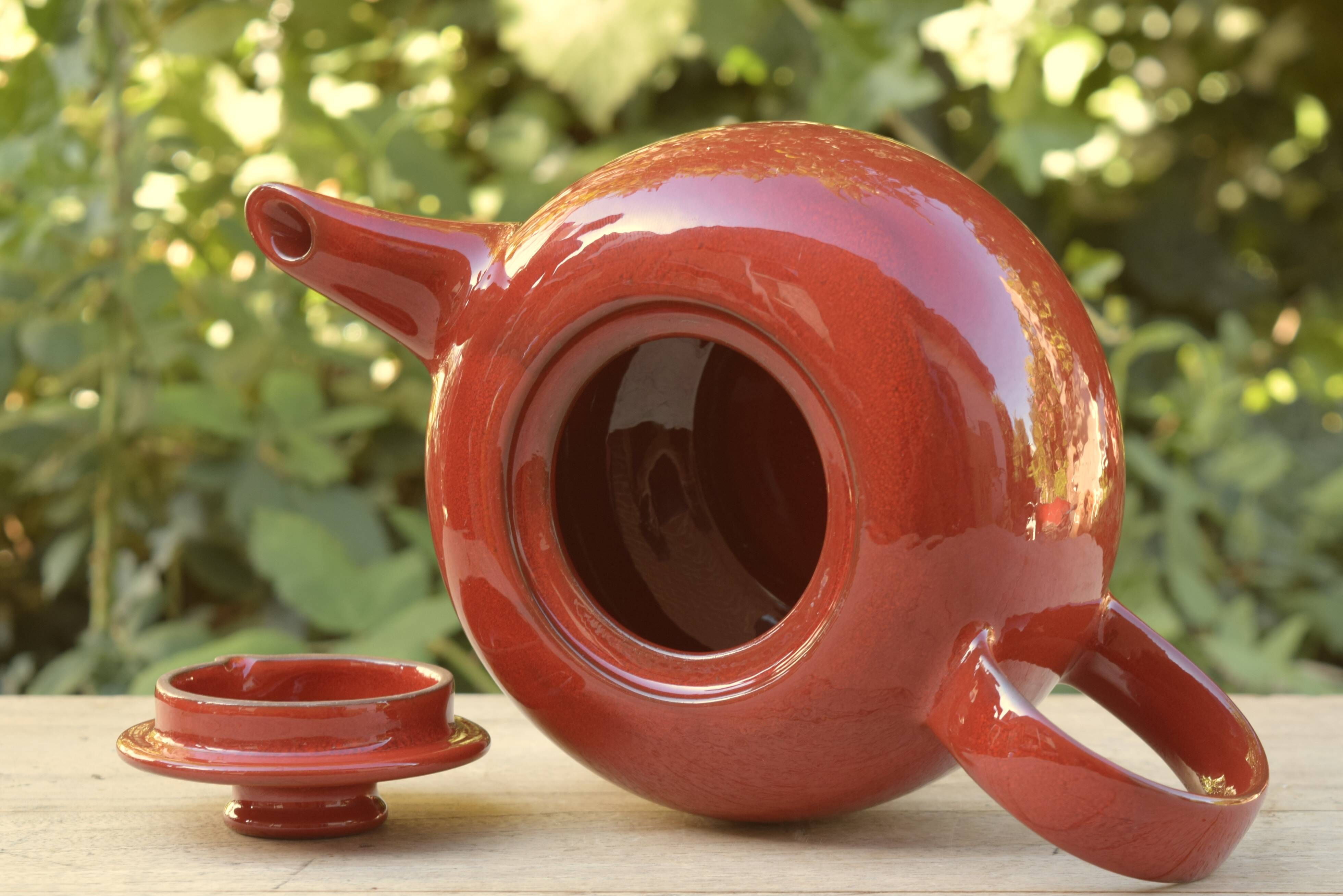 Vintage Melitta Ceracron red teapot - Glazed ceramic - Made in Germany - 1970s