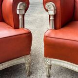 Pair of neoclassical bergère armchairs by Maison Jansen circa 1950.